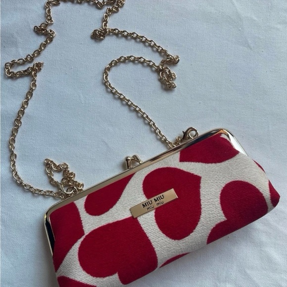 Miu Miu Red Heart Crossbody Bag with Gold Hardware. - Picture 6 of 6